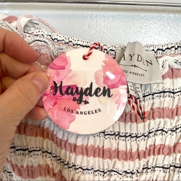 Hayden Smocked Bodice Striped Jumpsuit NWT Size M - Picture 11 of 13